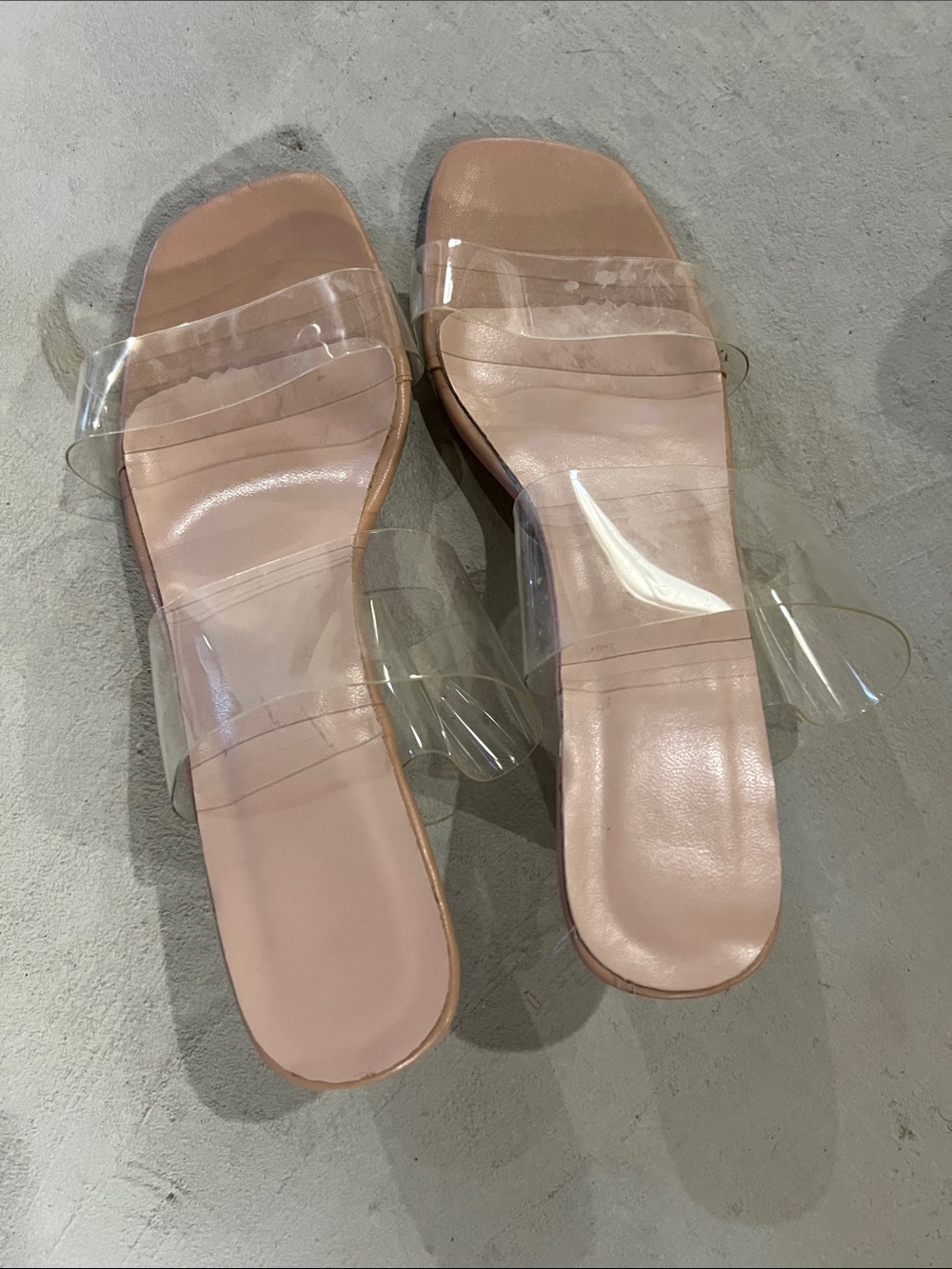 Clear Strap Nude Slide Sandals - Women